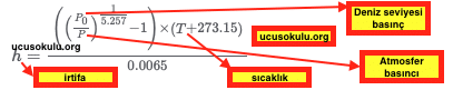 irtifa basınç hesabı uçak gösterge 