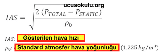 hava hızı formülü pito tüpü basınç uçak